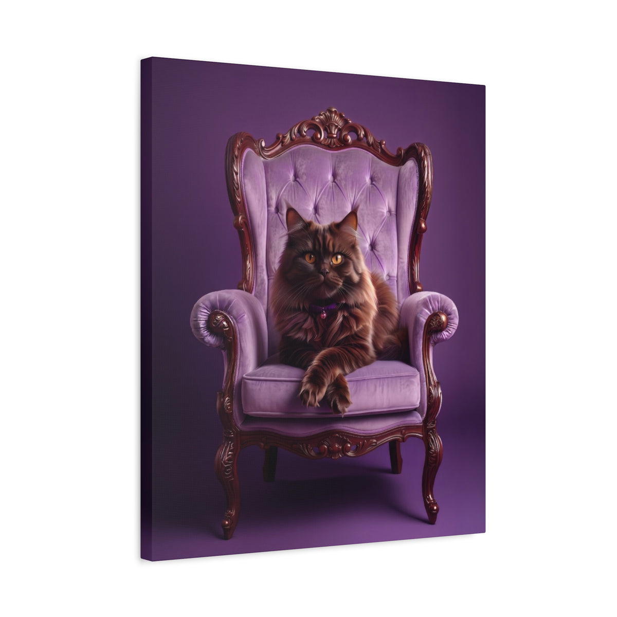 Regal Persian Cat on Purple Throne Canvas - Chunique Chihuahuas