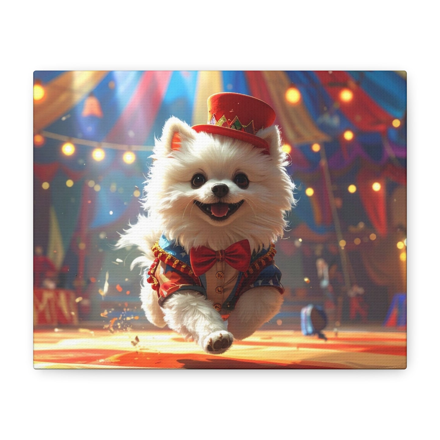 Circus Pomeranian Canvas Print — Happy Pup in Ringmaster Costume