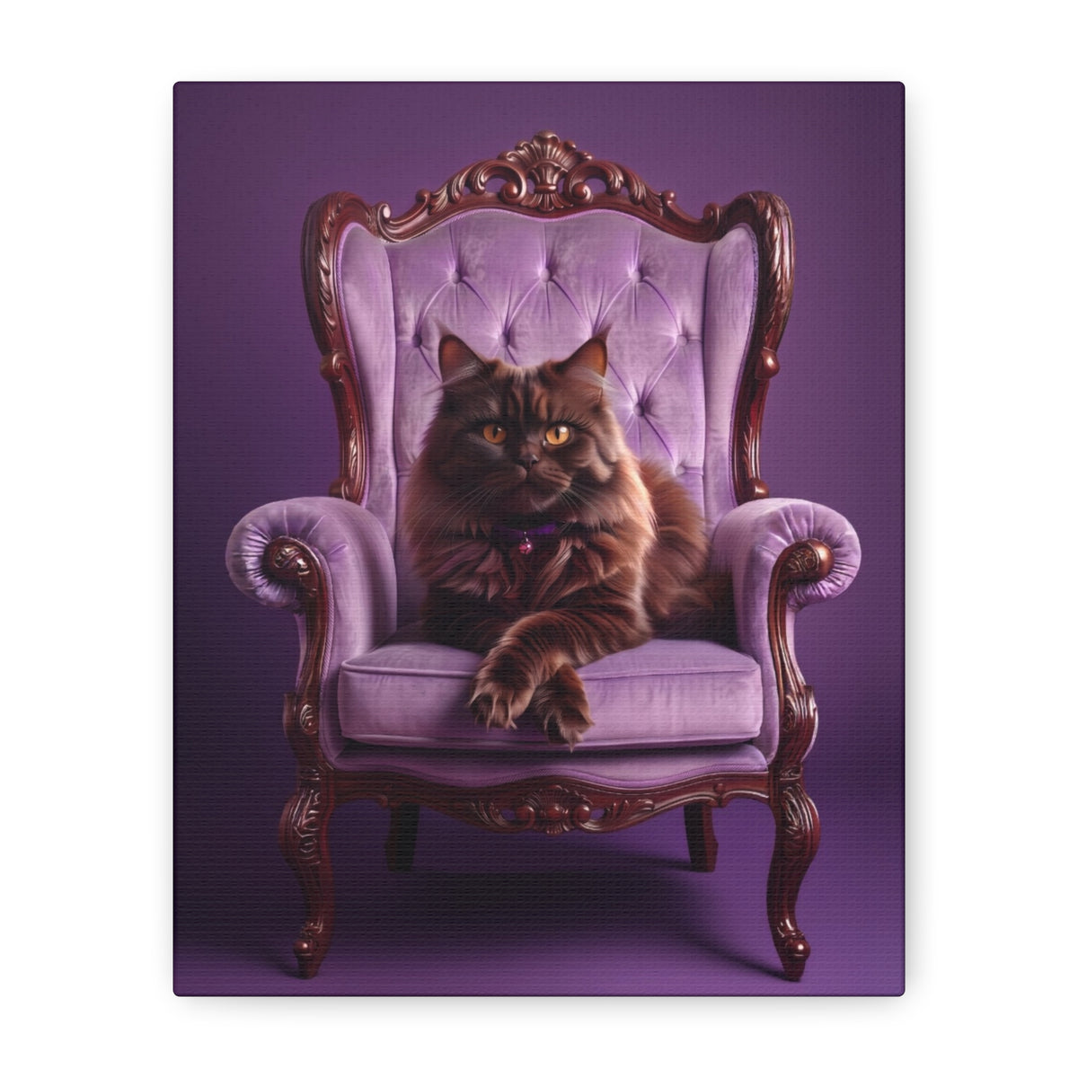 Regal Persian Cat on Purple Throne Canvas - Chunique Chihuahuas
