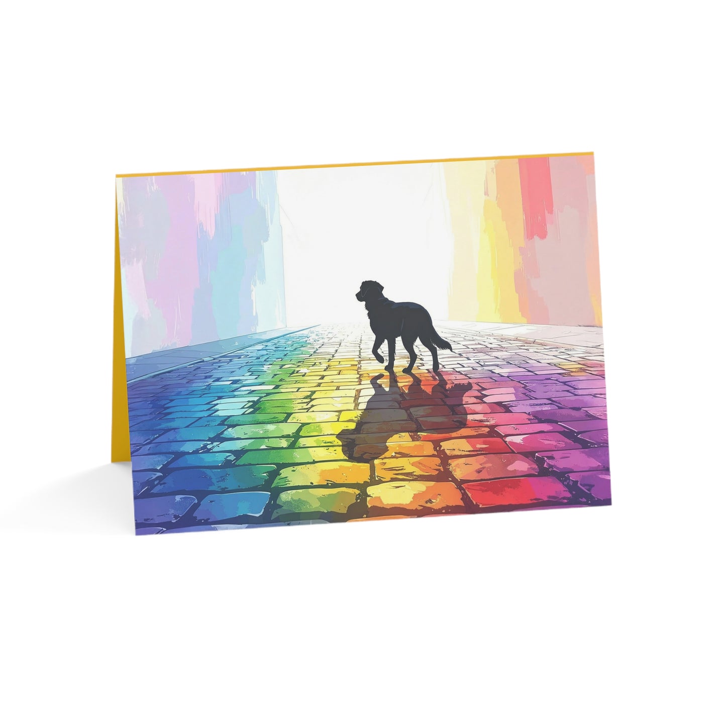 Dog Silhouette Rainbow Cobblestone Card – Single Card